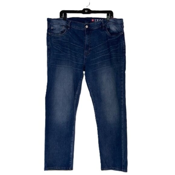 IZOD Slim Straight Comfort Fit Stretch Whiskered Washed Denim Jeans  Men 40 x 30 - Picture 1 of 13